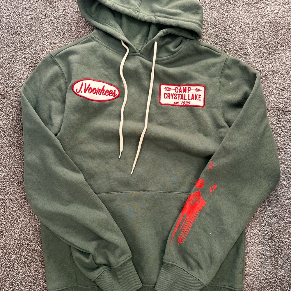 J. Voorhees Olive Green Camp Crystal Lake Hoodie